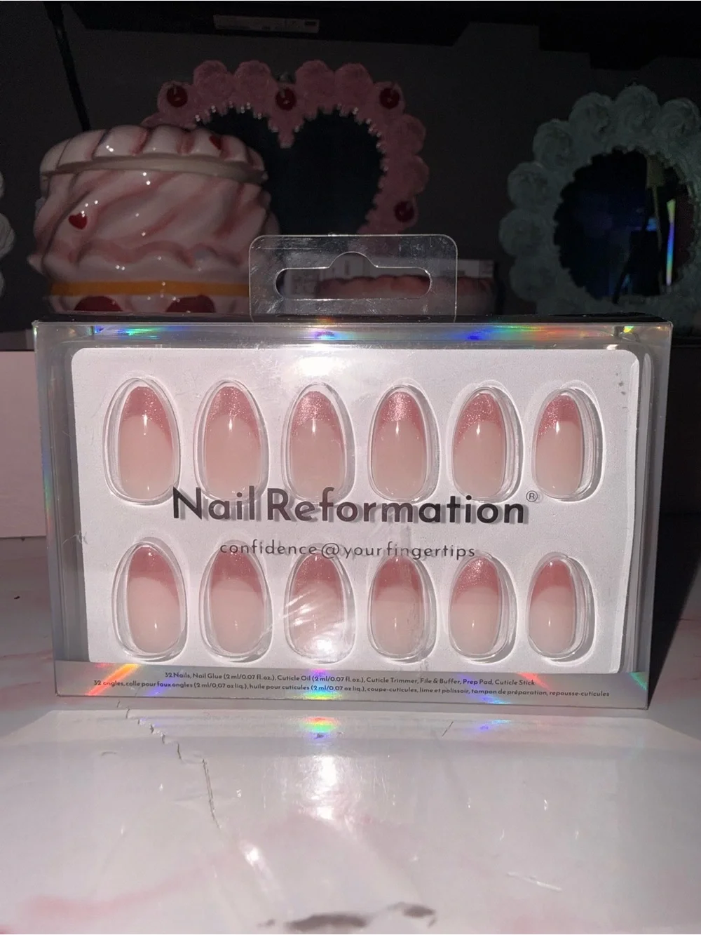 Nail Reformation Rose Gold Reflective French Tip Press-On Nails